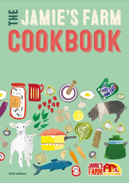 Front cover of the Jamie's Farm cookbook