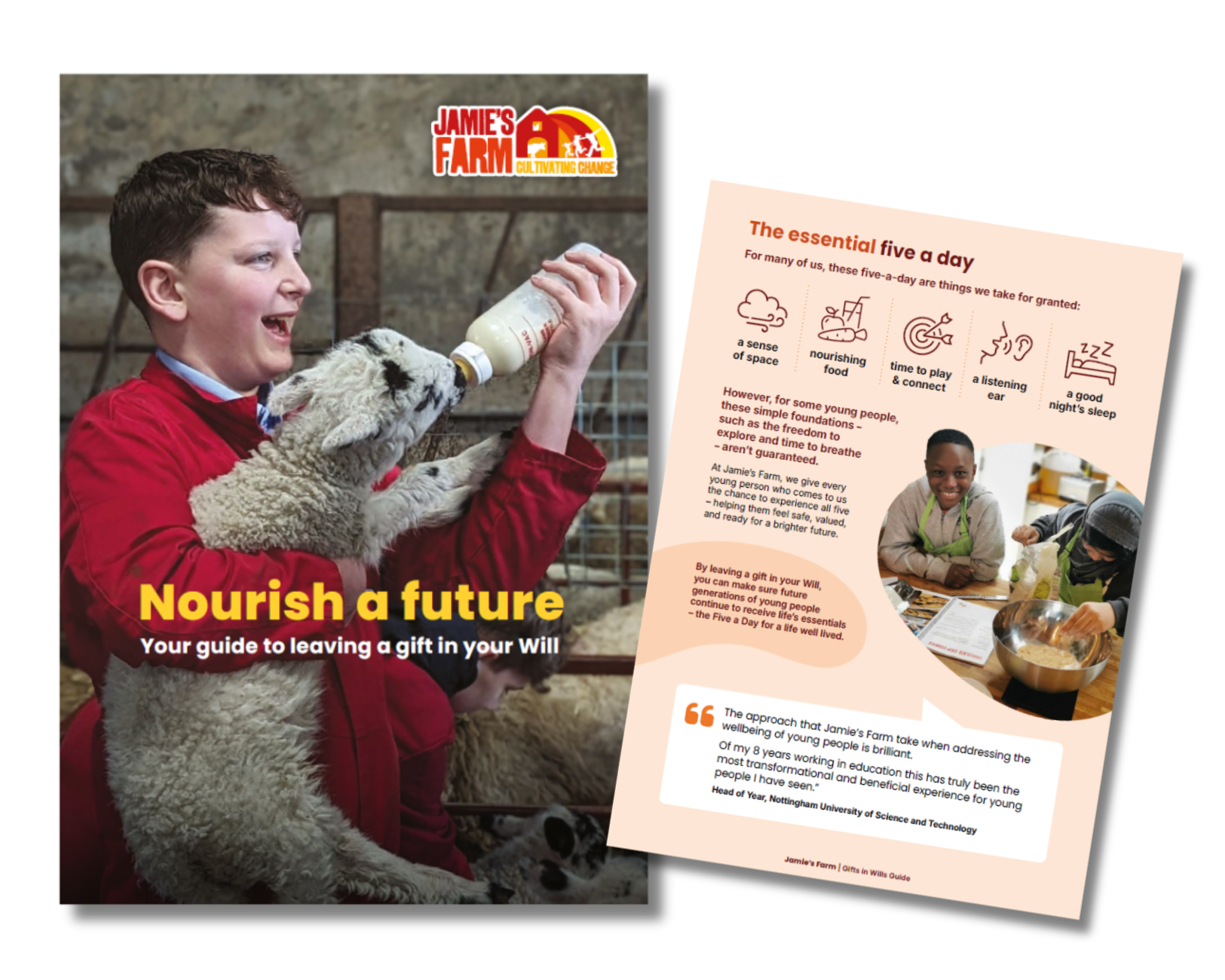 A screenshot of a information booklet by Jamie's Farm.