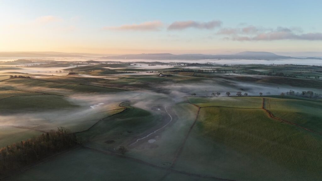Ariel view of Haugh farm (Jamie's Farm Skipton), and its wetlands